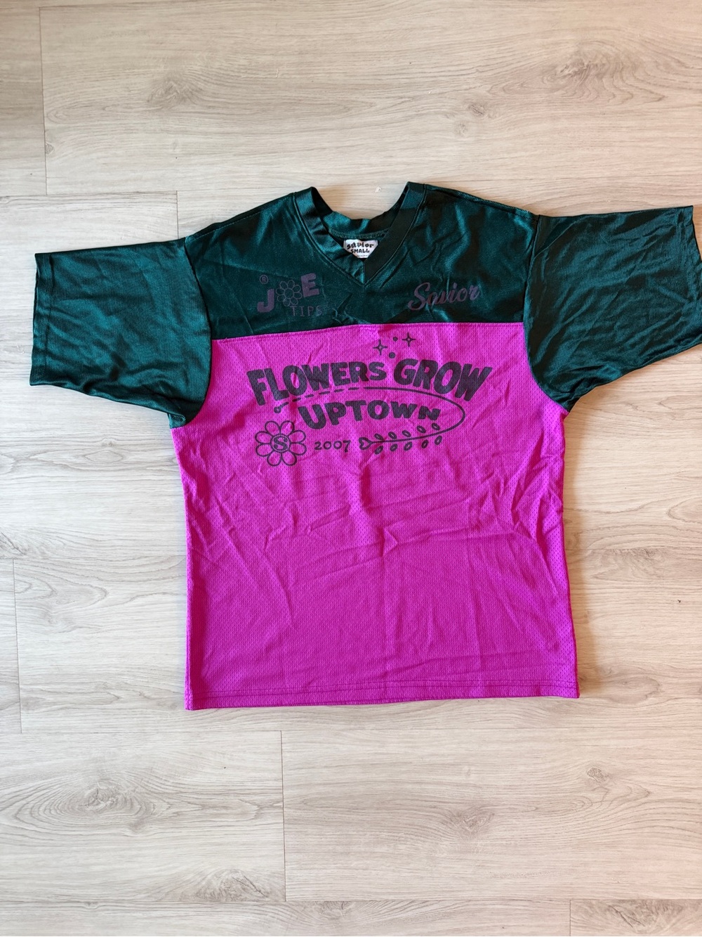 JAE TIPS Flowers Grow Uptown Colorblock Jersey - Pink & Green (SMALL)